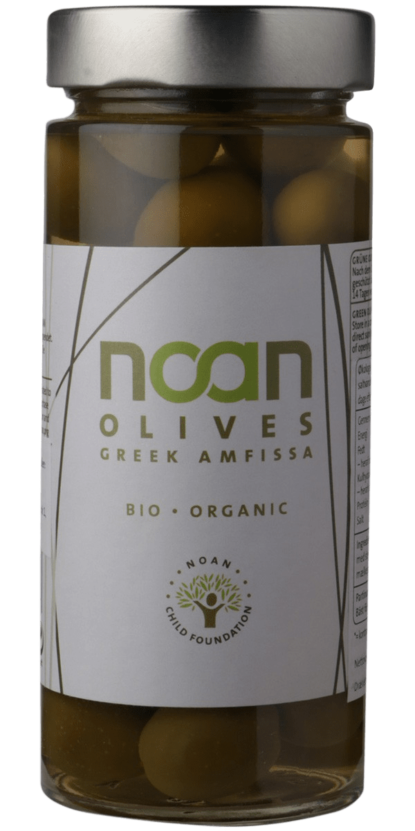 NOAN grønne oliven m/sten i saltvandslage 300g