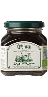 La Mecina Ligure, Italienske oliven i olivenolie med chili 180g